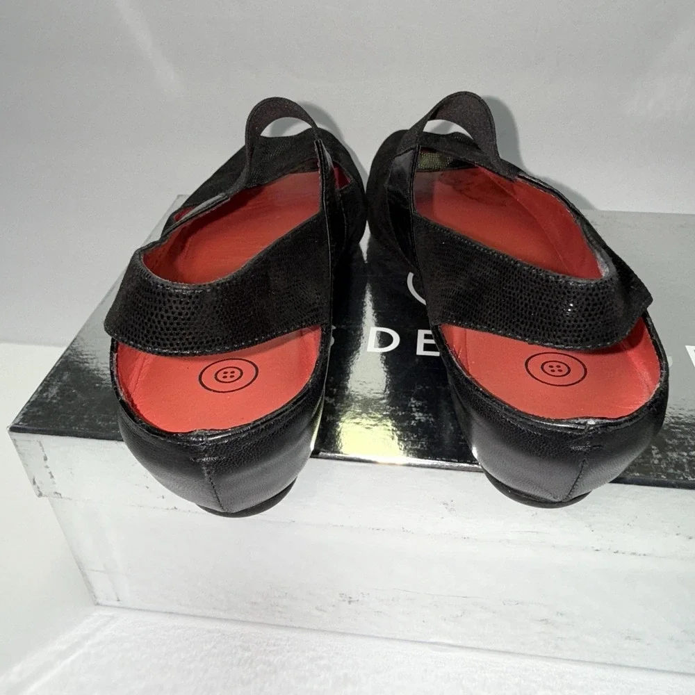 Pas de Rouge Women's R918‎ Silvia Black Lizard/Nappa Italy Size EU 37 US 6.5